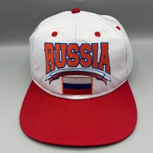 Vintage Russia Flag Hat Men White Red Embroidered Eclipse Snap Back Cap New